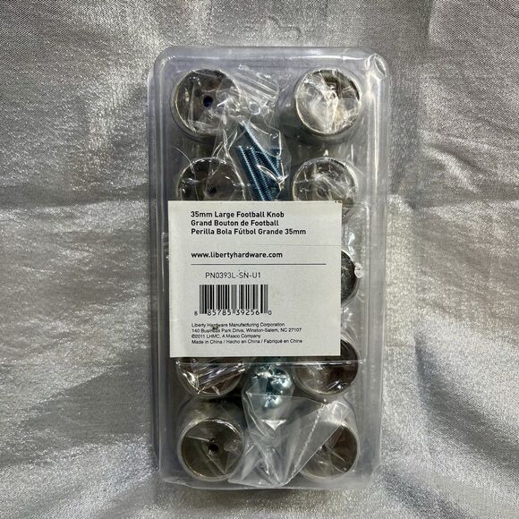 DRAWER KNOBS Satin Nickel Finish Football Shaped 10 pack NEW PN0393L-SN-U1 35mm - Picture 2 of 6